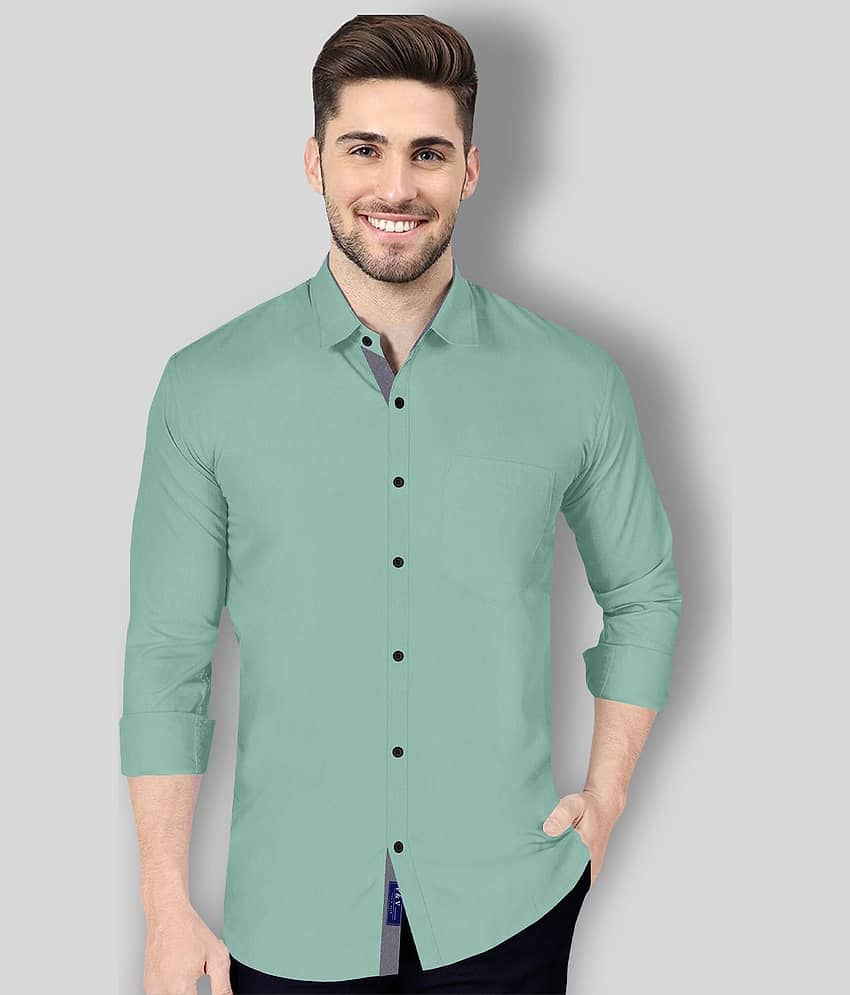 P&V CREATIONS - White Cotton Blend Regular Fit Men's Casual Shirt (Pack of 1)