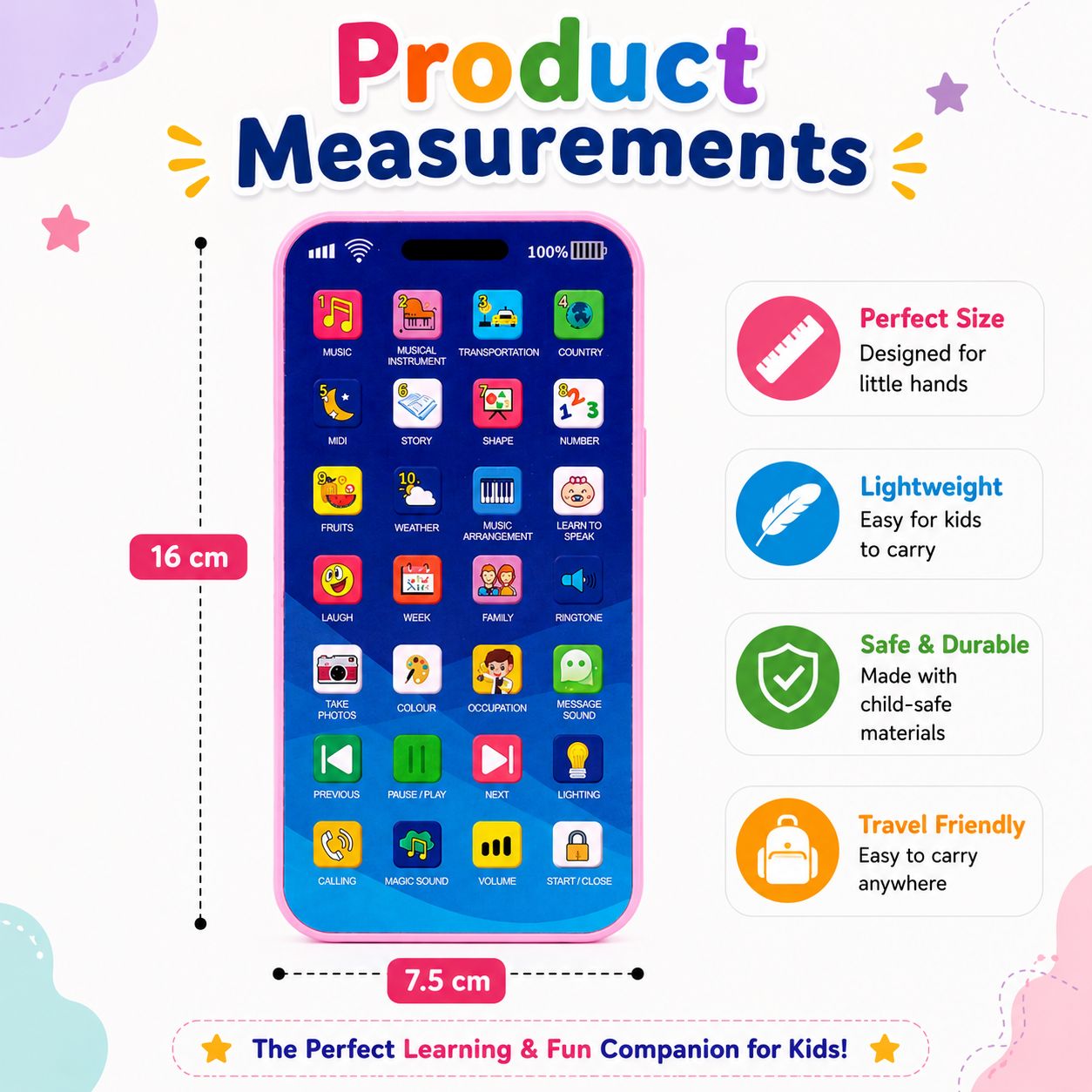 Kids Learning Toy Phone with Music & Educational Sounds