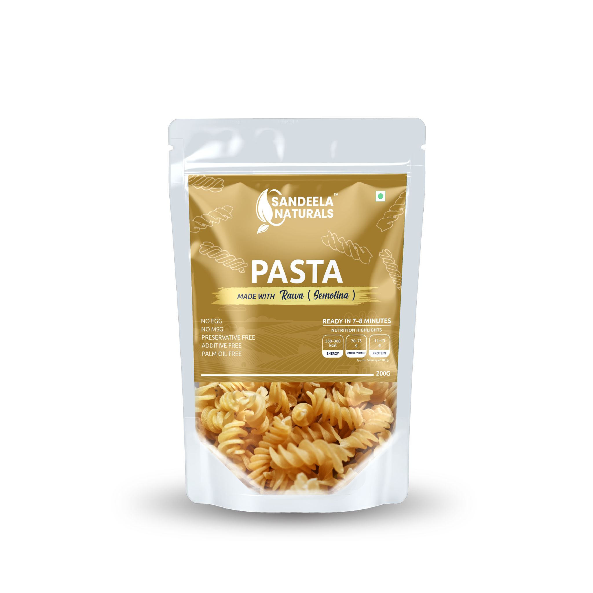 Sandeela Naturals Pasta Rawa (Semolina) – 200g
