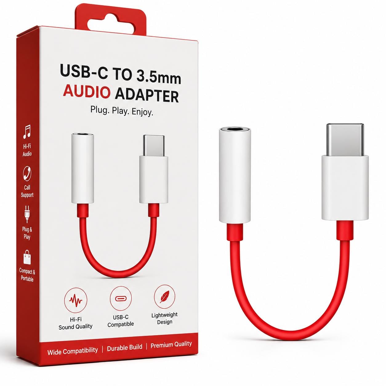DEALZONE USB Type C to 3.5mm Headphone Jack Audio Adapter Connector (1 Pc)