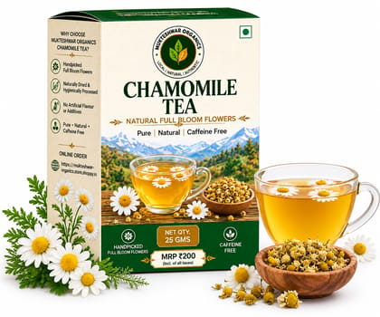 Mukteshwar Organics Chamomile Tea – 25 g | Natural Full Bloom Flowers | Caffeine-Free Herbal Infusion