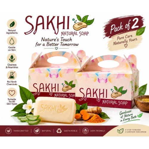 SAKHI Natural Soap – Pack of 2 | Gentle Cleansing & Skin Nourishing Bath Soap | Suitable for All Skin Types