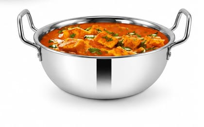 Pinex Stainless Steel Heavy Bottom Cookware Set, Kadai with Lid, Sauce Pan, Tope, (Silver)