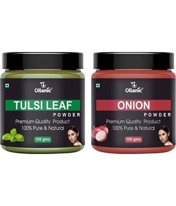 Oilanic 100% Pure Tulsi Powder & Onion Powder For Skincare Hair Mask 200 g Pack of 2