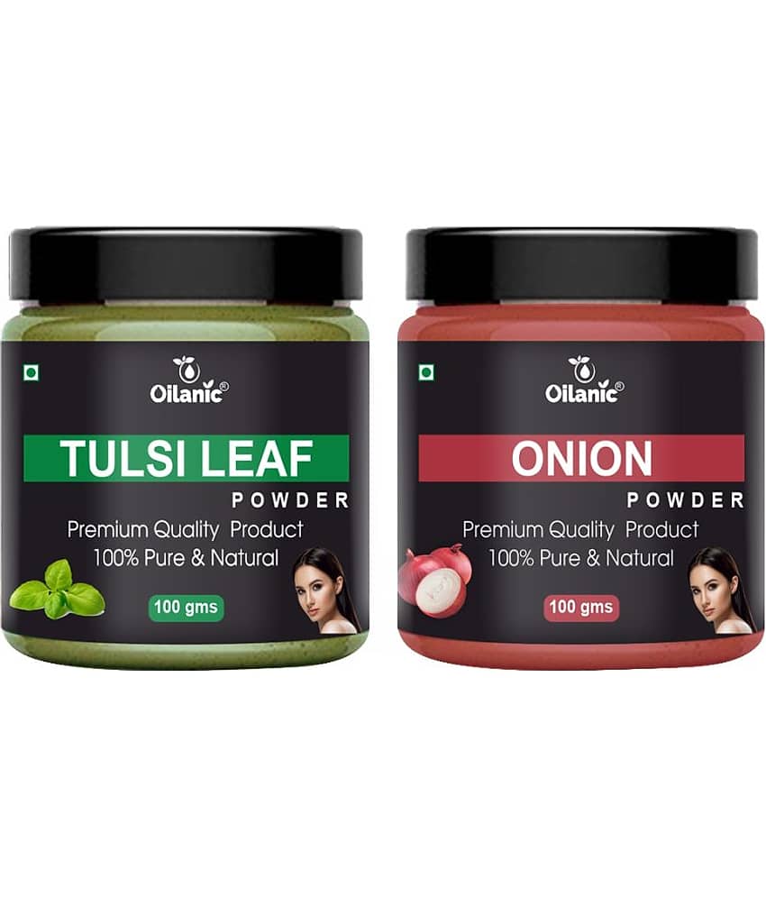 Oilanic 100% Pure Tulsi Powder & Onion Powder For Skincare Hair Mask 200 g Pack of 2