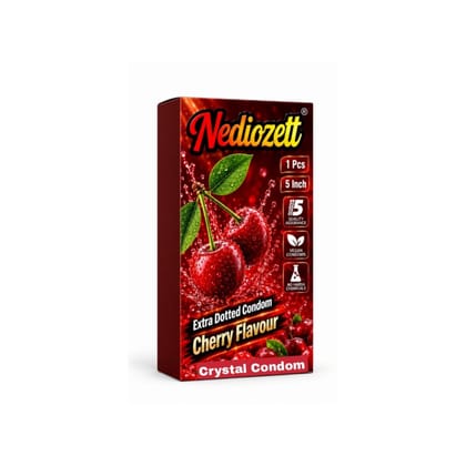 Nediozett Cherry Flavor Crystal Condom For Long Last Action Silicone Reusable Condom Extra Dotted 5 inch (Pack of 1)