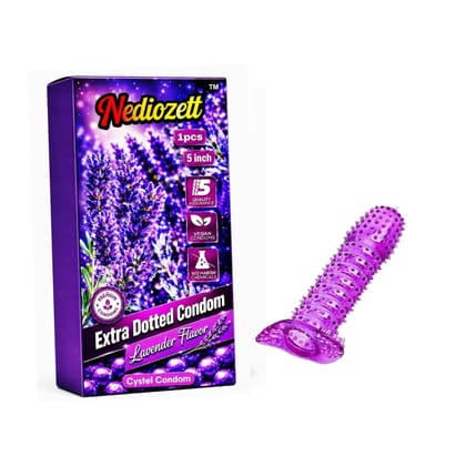 Nediozett Lavender Flavor Crystal Condom For Long Last Action Silicone Reusable Condom Extra Dotted 5 inch (Pack of 1)
