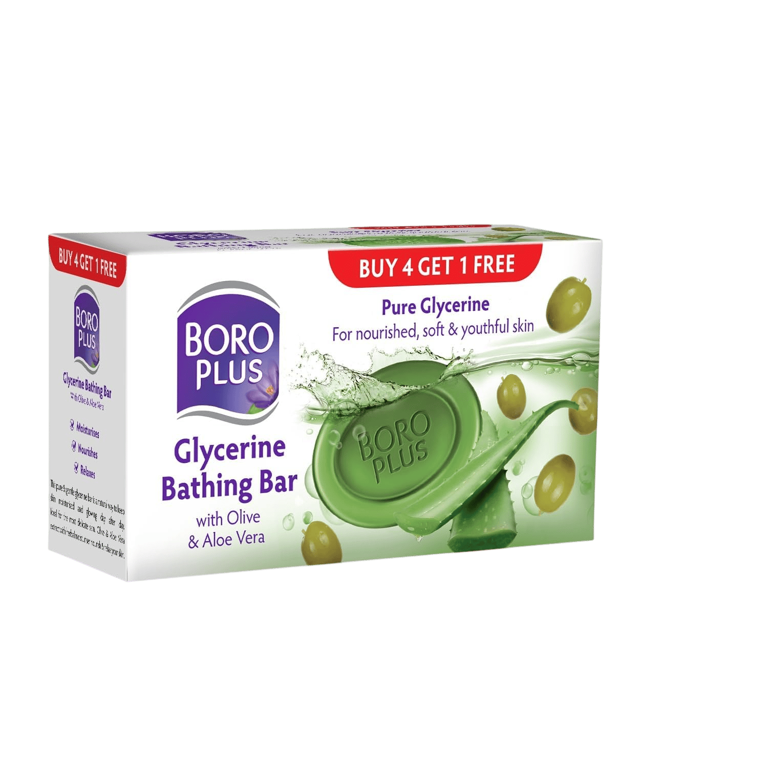 Boroplus – Glycerine Bathing Bar With Olive & Aloe Vera (5U X 125Gms)