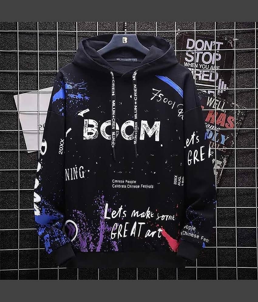 Try This Cotton Blend Hooded Men's Sweatshirt - Black ( Pack of 1 )