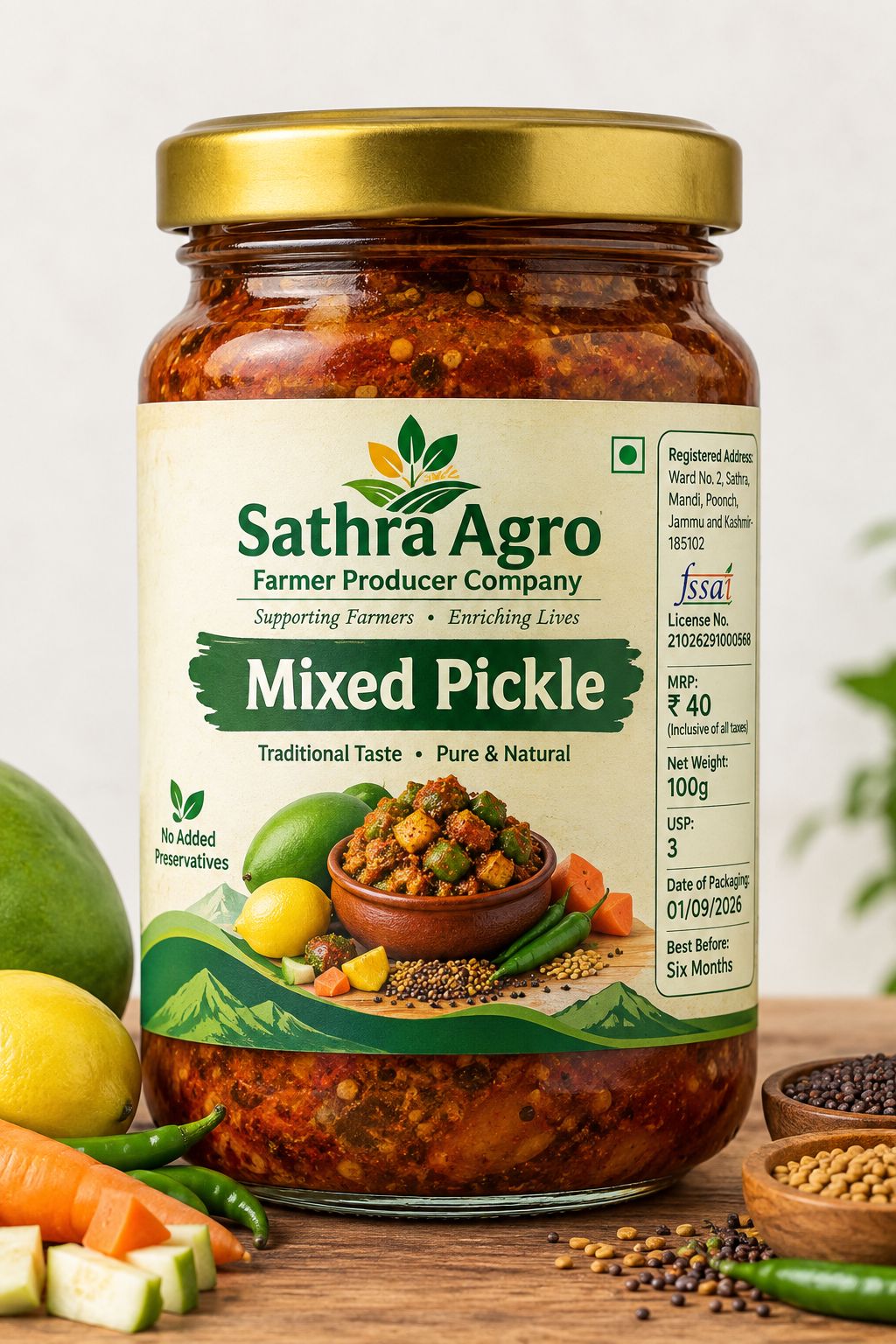 Sathra Agro Mixed Pickle 100g
