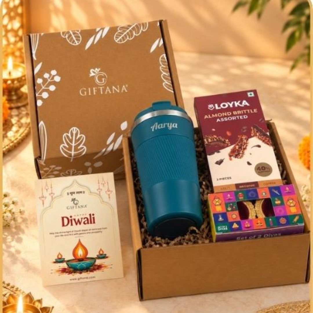 Travel Mug Gift Set Diwali Unique Gifts for Employees with Chocolates
