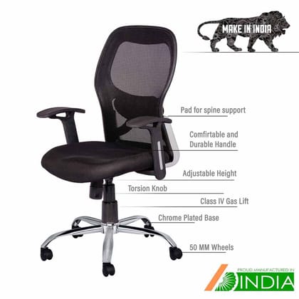 MANGO BLOSSOM BRISBANE MID BACK MESH OFFICE CHAIR BLACK