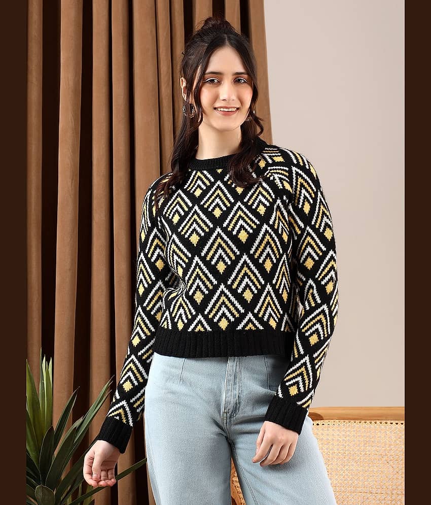 kotty Women Cotton Blend Round Neck Pullover ( Multicolor )