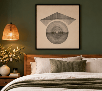Abstract Geometric Concentric Circles Framed Wall Art with Black Frame