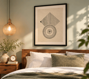 Vintage Geometric Compass Framed Wall Art Print