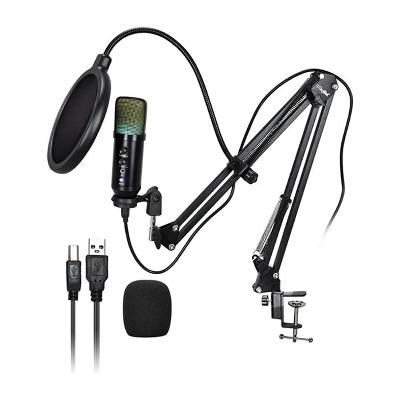Digitek (DM 401) RGB USB Condenser Microphone Kit with BoomArm