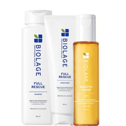 Biolage full rescue shampoo and  conditioner with smoothproof serum (200ml+100ml+100ml) Pack of 3