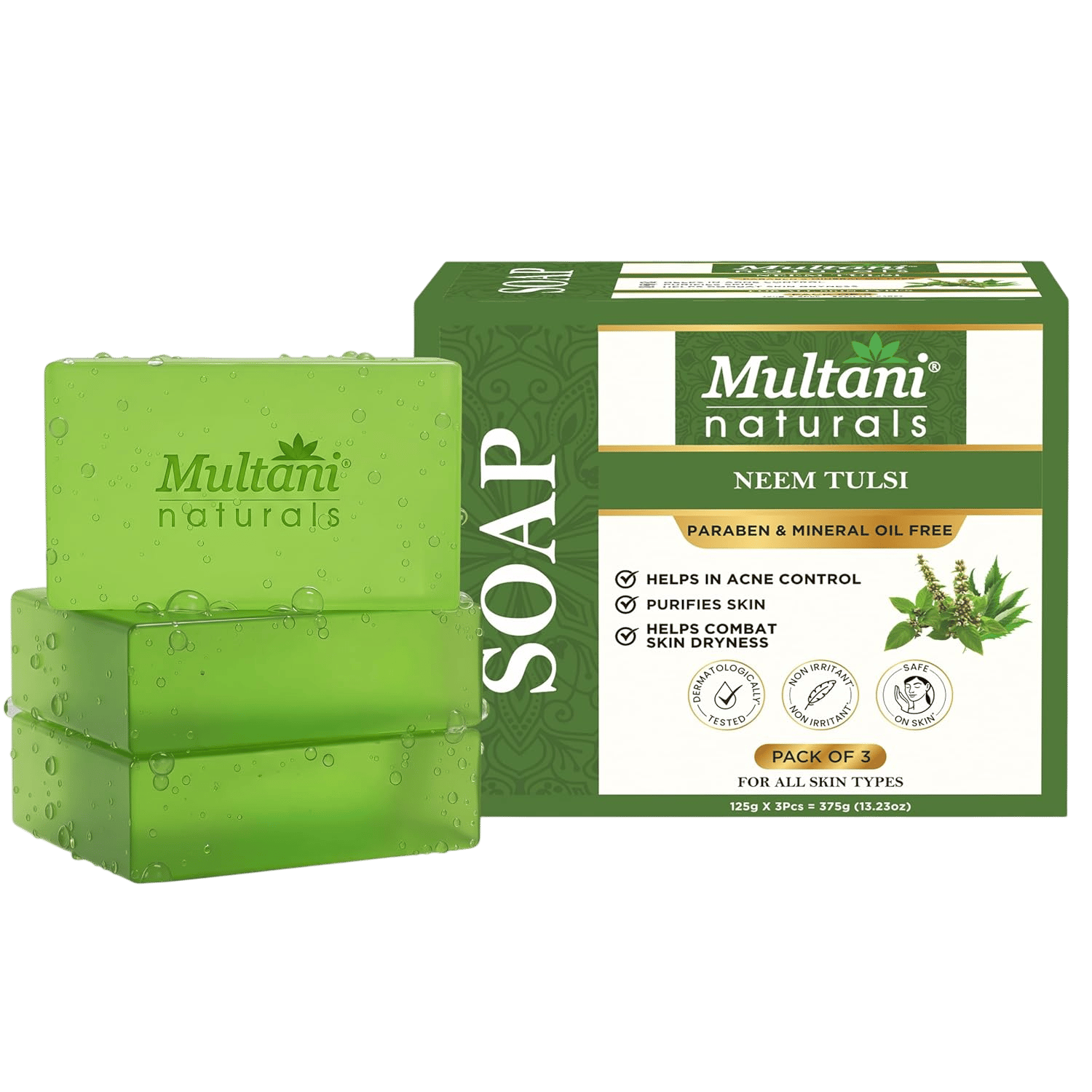 Multani Naturals – Neem Tulsi Soap (3U X 125Gms)