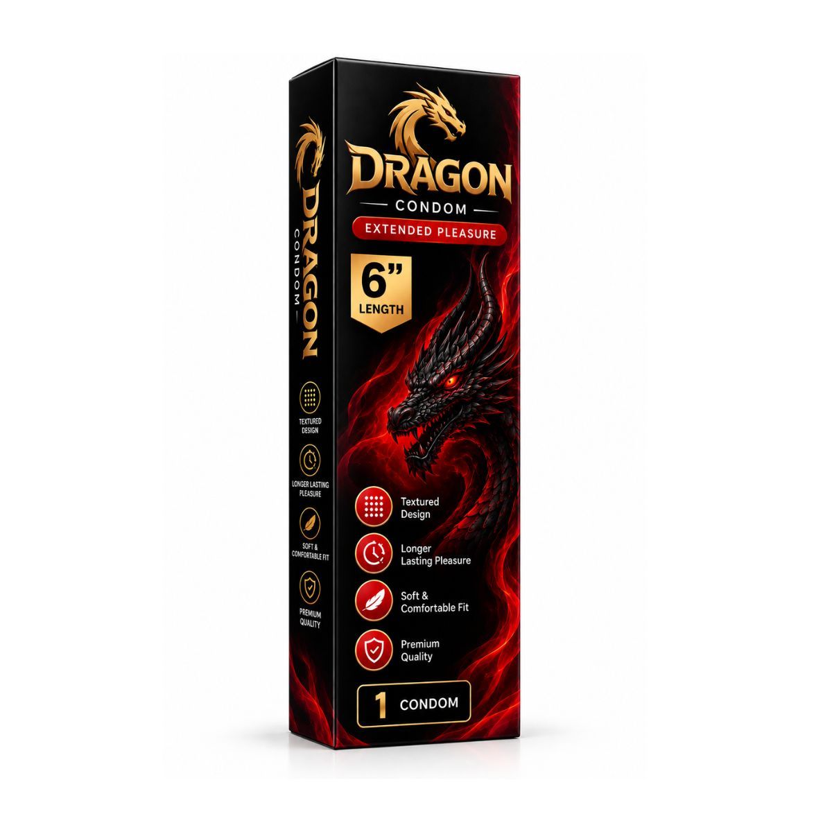 Dragon Condom 6 Inch Textured Design – 1 Piece