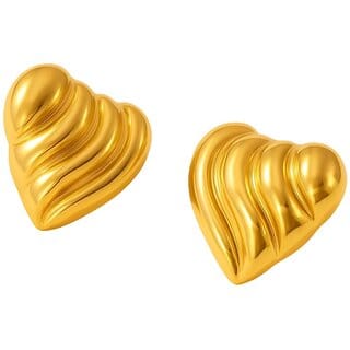kimti 18K Gold Plated Heart Shape Stud Earrings