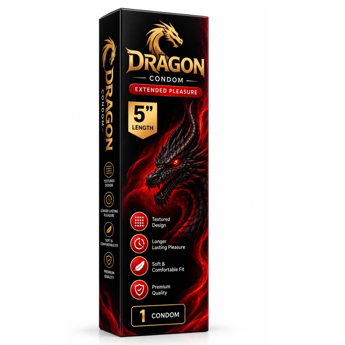 6 Big Inch Premium Dragons Condom, Silicone, Natural Color, Extra Pleasure, Textured, Unflavoured, for Men