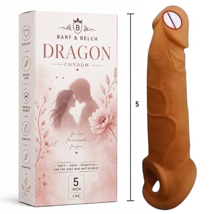 SCENTURS Premiun 05 Inch Dragon Condom Reusable Chocolate Flavour, Intense Sensation Realistic Skin Feel & Safe Protection Comfortable Pack of 1 Pcs