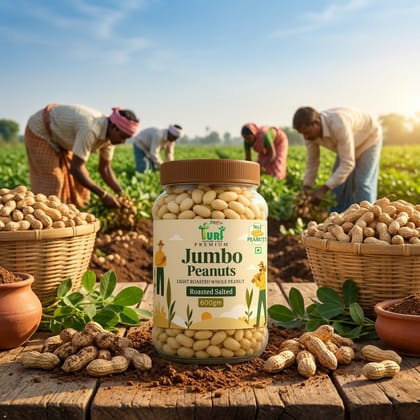 TURF FRESH - Jumbo Roasted Salted Peanuts | Bharuch Gujarat Special Mungfali Dana Namkeen | Grade A Premium Peanut Seeds Without Skin | Healthy Snack & Chakna