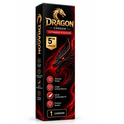 Premium Dragon Condom Reusable Silicone Condom for Men - 9 Inch | Extra Safe | Lubricated | Natural Latex | Textured |Pack of 3
