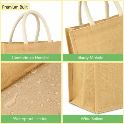 Plain Jute Bags for Painting and Return Gifts | Laminated Jute Bag | Reusable Shopping Bag | Without Zip | Heavy Duty Jute Bag (Pack of 1)