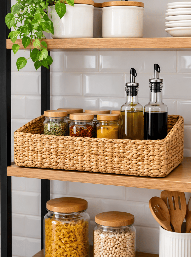 Open-Front Woven Storage Basket - Natural Water Hyacinth