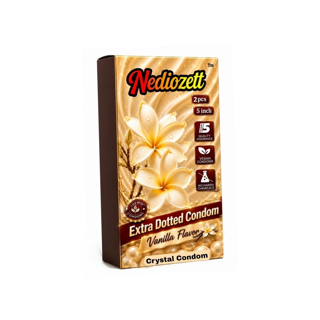 Nediozett Vanilla Flavor Crystal Condom For Long Last Action Silicone Reusable Condom Extra Dotted 5 inch (Pack of 2)