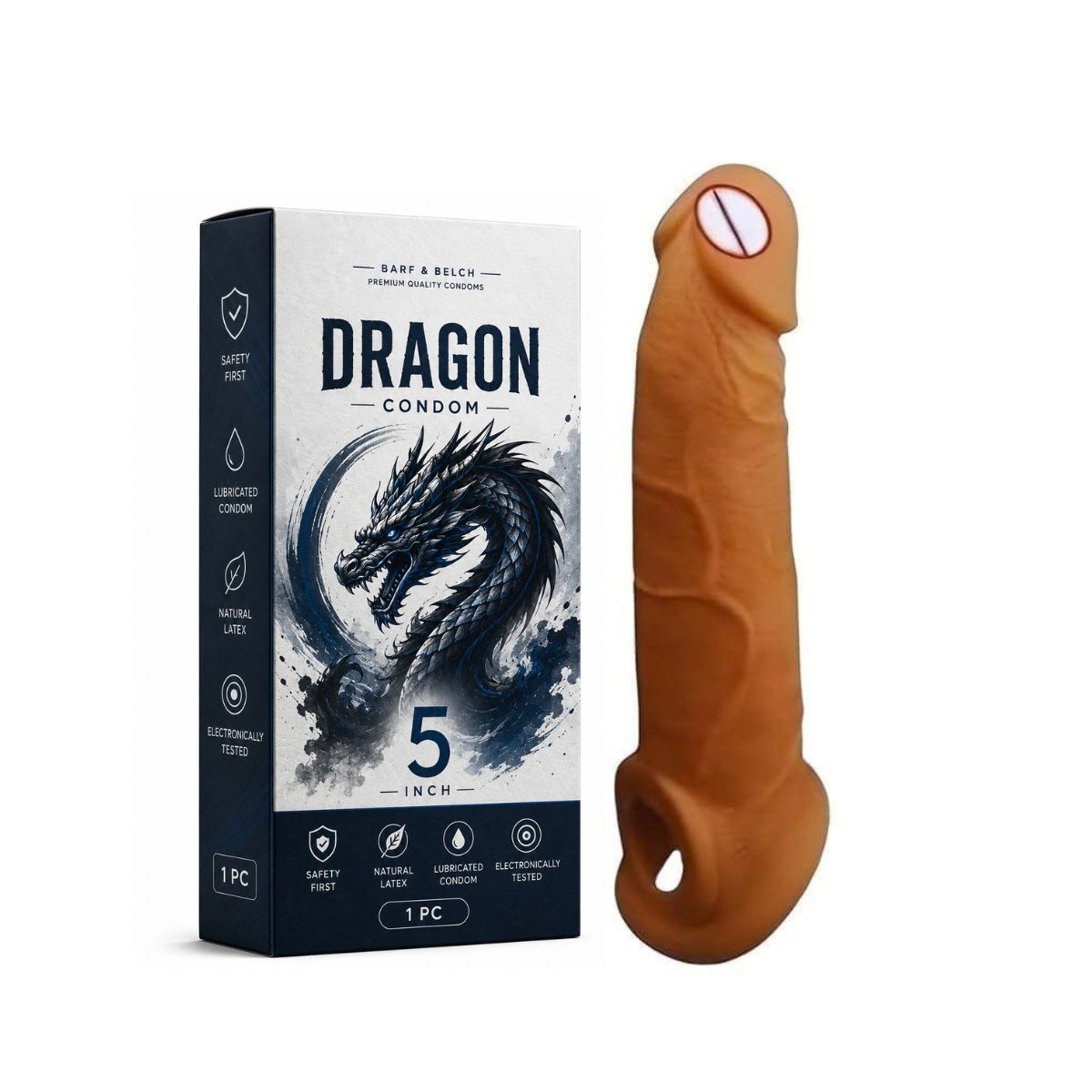 5 Inch Dragon Condom – Textured Design