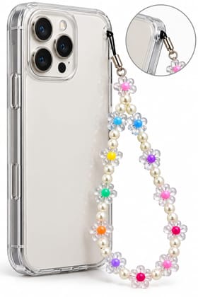 Colorful Pearl and Flower Phone Lanyard Charm