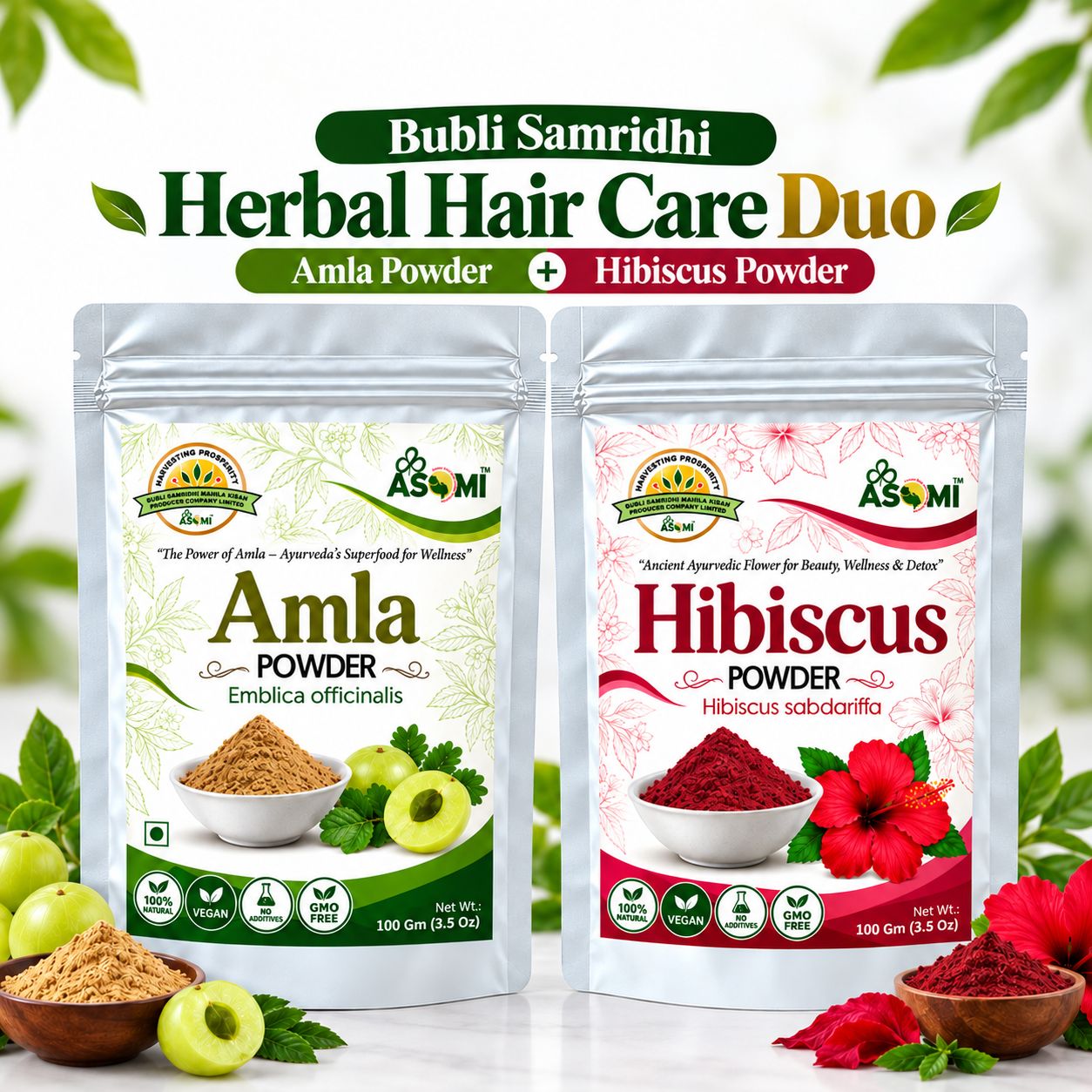 Herbal Hair Care Duo Amla Powder + Hibiscus Powder