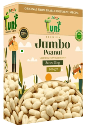 TURF FRESH -  Premium Jumbo Peanuts | Light Roasted Salted Sing Dana | Bharuch Gujarat Special | Crunchy Healthy Snack