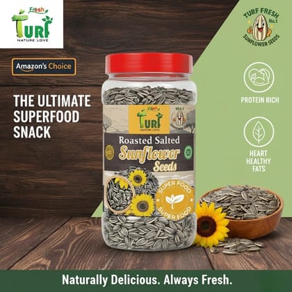 TURF FRESH - Roasted Salted Jumbo Sunflower Seeds | Surajmukhi Beej – The Ultimate Superfood Snack! A+ GRADE SEEDS Healthy Snacks