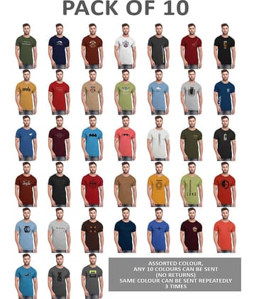 BULLMER Men Cotton Blend Regular Fit Printed T-Shirt ( Multicolor )