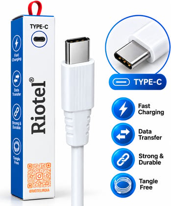 Riotel Rabit 15W Fast Charging Type-C to USB-A Cable (1m, White)