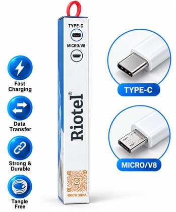 Riotel Rabit 15W Fast Charging Type-C to USB-A Cable (1m, White)