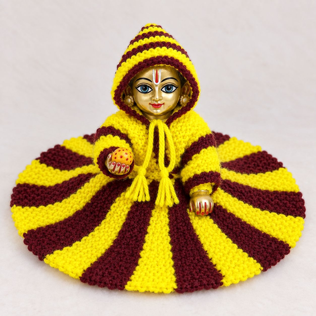 5 No. Laddu Gopal Ji Woollen Cap With Frill Dress | Handmade Warm Poshak Set