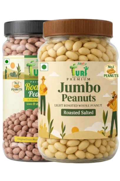 TURF FRESH - Premium Roasted Peanut| Khari Sing - Chakna Dana Chana | Bharuch Gujarat Special | Mixed Jar Combo