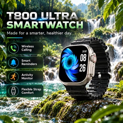 T800 Ultra Smart Watch 1.9inch 45mm Hiwatch Pro Bluetooth Calling Hd Smart Smartwatch (multicolour Free Size)