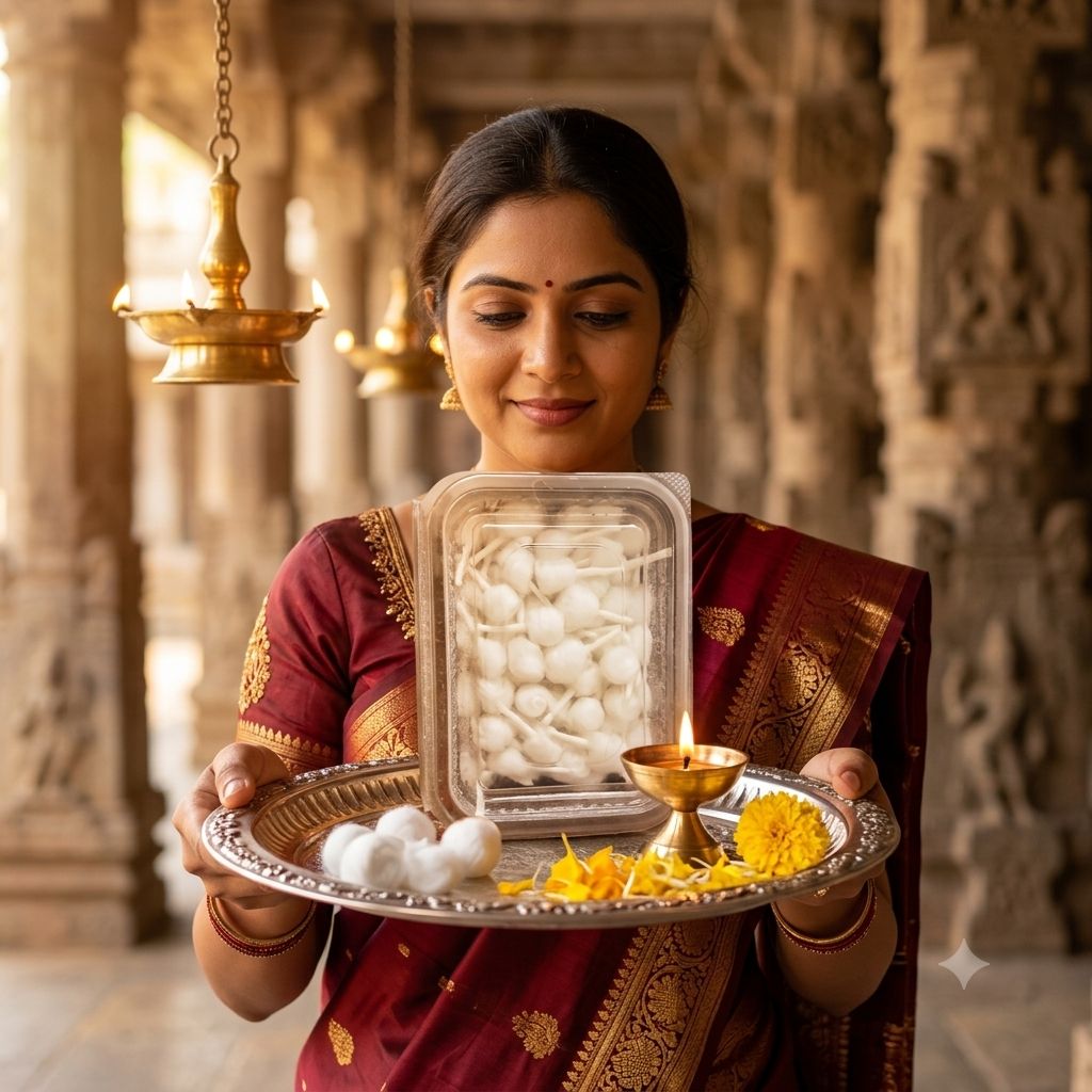 Desi Round Cotton Wicks. (Diya Batti)