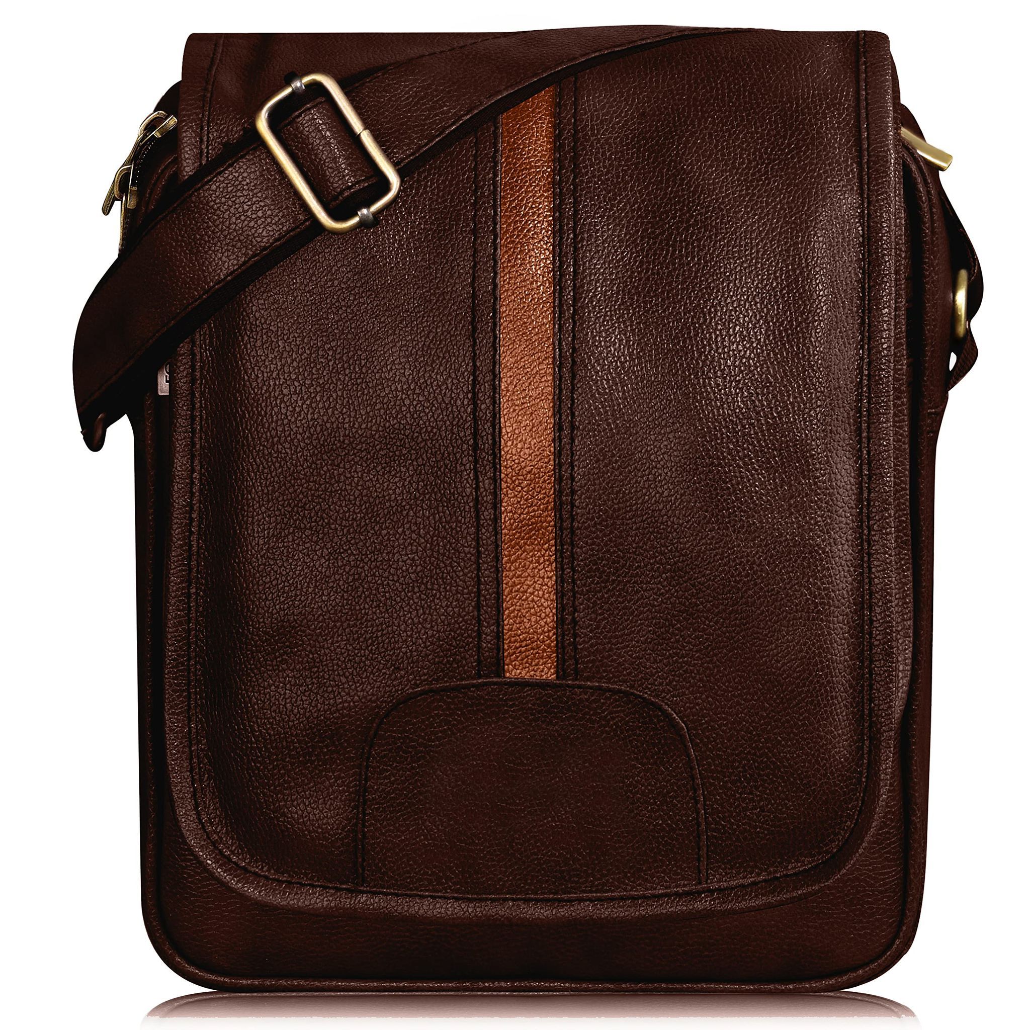 Brown Casual Faux Leather Cross Body Sling Bag For Men SL05