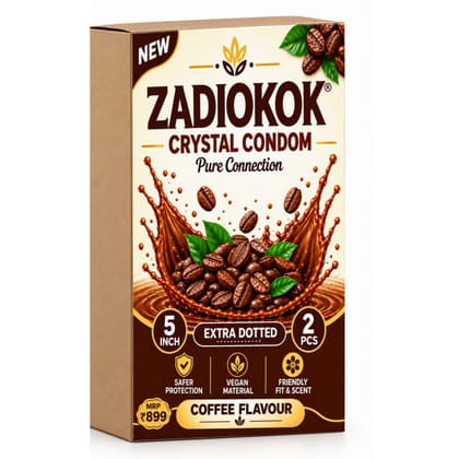 Zadiokok 5 Inch Crystal Condom with Extra Dotted Coffee Flavour, Reusable & Comfortable Fit (2 Pcs Set)