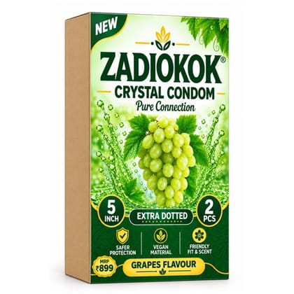 Zadiokok 5 Inch Crystal Condom with Extra Dotted Grapes Flavour, Reusable & Comfortable Fit (2 Pcs Set)