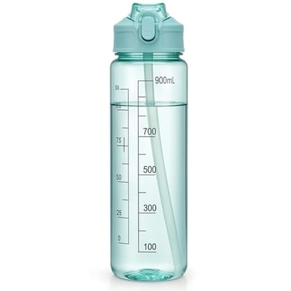 Transparent Motivational Water Bottle (900 ML) with Time Marker, Leakproof, Durable, Time Marker | Non-Toxic Bottle for Fitness, Gym, office, School , Indoor/Outdoor Bottle 