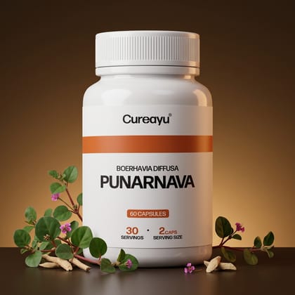 Cureayu Punarnava Capsules | Ayurvedic Support for Kidney Health, Detox & Fluid Balance