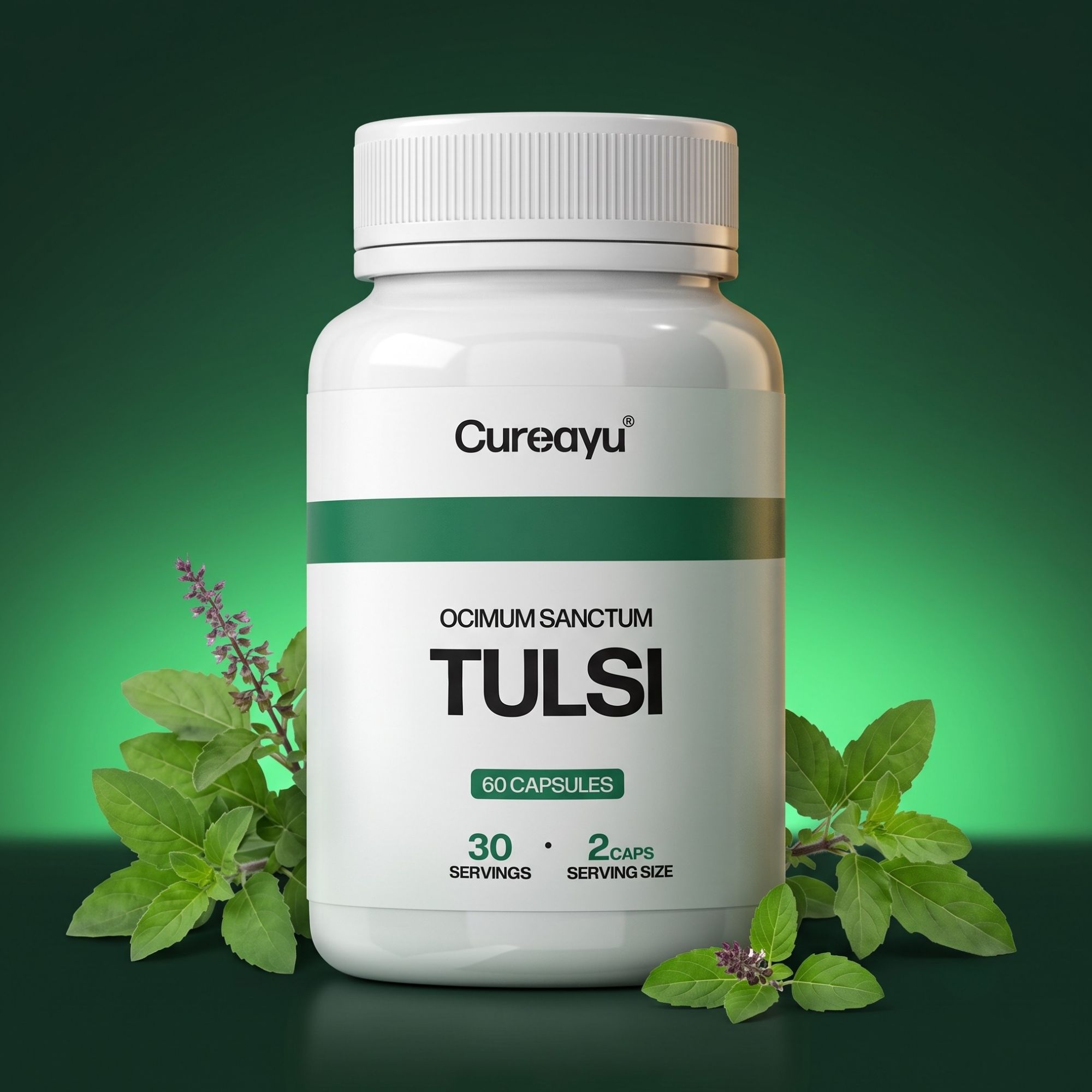 Cureayu Tulsi Capsules | Ayurvedic Immunity & Wellness Support | Reduces Stress
