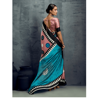 womens satin crepe printed saree with unstitched blouse 5.5mtr multicolor pid65108